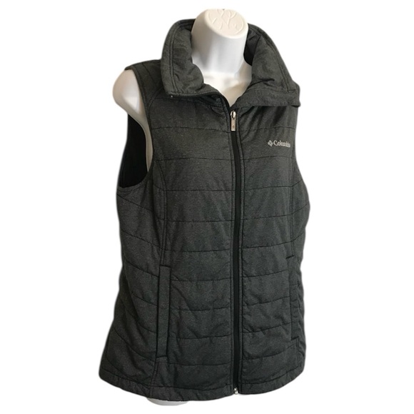 Columbia Women's M Charcoal Gray Zip Up Quilted Puffer Vest with pockets in EUC - Picture 6 of 16